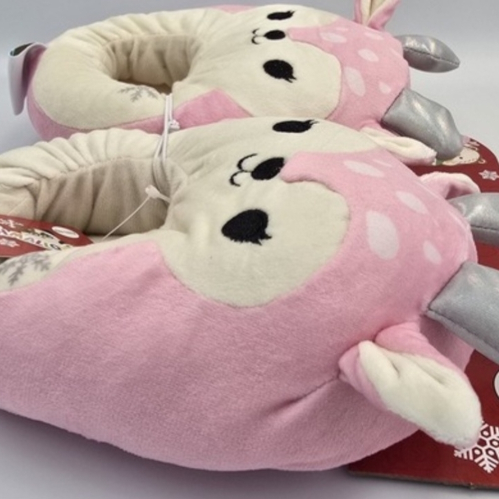 Squishmallows Pink and Cream Deer Slippers - Picture 3 of 3
